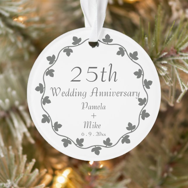 25th Silver Wedding Anniversary Ivy Wreath Ornament (Tree)
