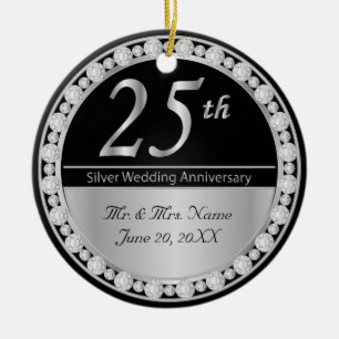 25th Silver Wedding Anniversary Keepsake Ceramic Tree Decoration