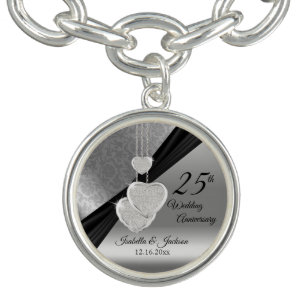 25th Silver Wedding Anniversary Keepsake Charm Bracelet