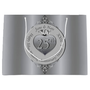 25th Silver Wedding Anniversary Large Gift Bag