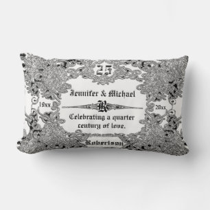 25th Silver Wedding Anniversary Lumbar Cushion