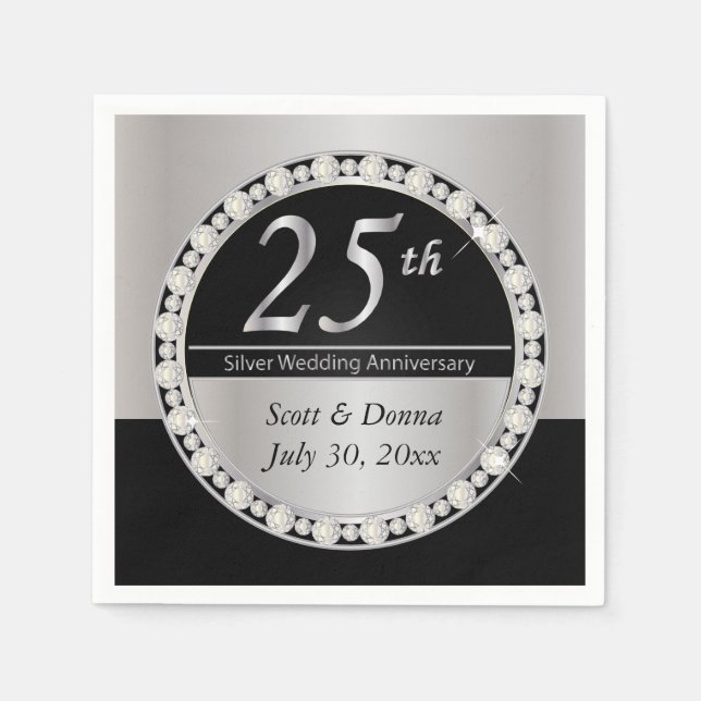 25th Silver Wedding Anniversary Napkin (Front)