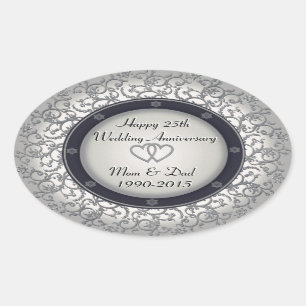 25th Silver Wedding Anniversary Oval Sticker