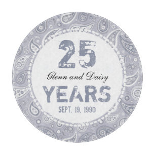 25th Silver Wedding Anniversary Paisley Pattern Cutting Board