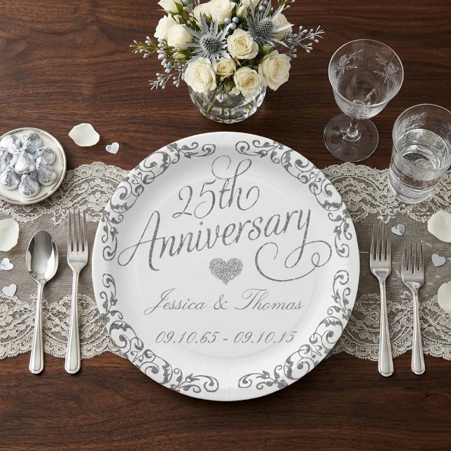 25th Silver Wedding Anniversary Paper Plate (Creator Uploaded)