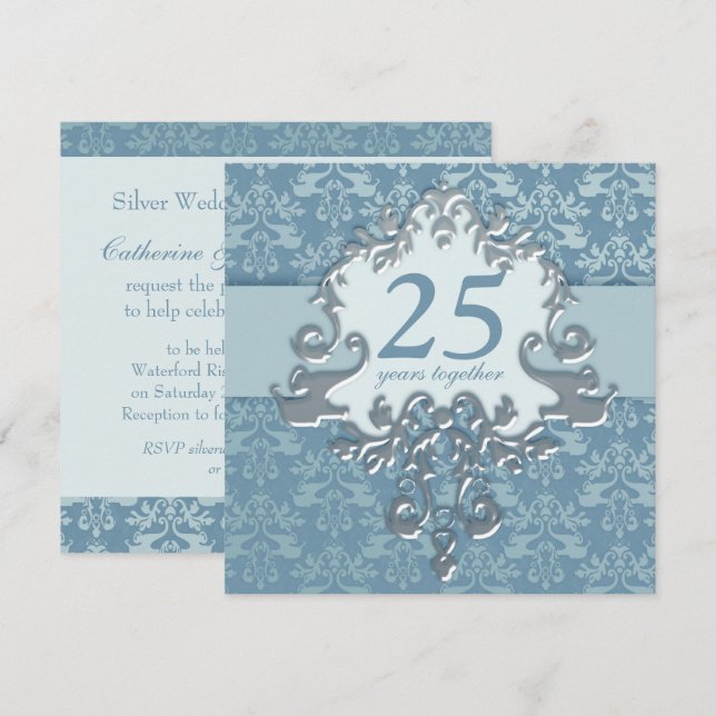 25th Silver Wedding Anniversary party invitation (Front/Back)