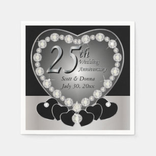 25th Silver Wedding Anniversary Party Napkin