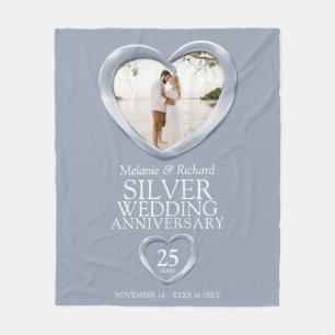 25th silver wedding anniversary photo heart fleece blanket