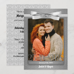 25th Silver Wedding Anniversary Photo Invitation