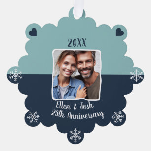 25th Silver Wedding Anniversary Photo Keepsake Tree Decoration Card