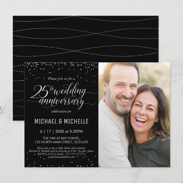 25th Silver Wedding Anniversary Photo Party Invite (Front/Back)
