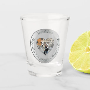 25th Silver Wedding Anniversary + Photo Shot Glass