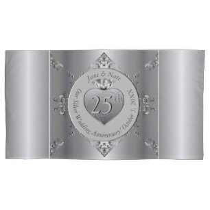 25th Silver Wedding Anniversary Pillowcase