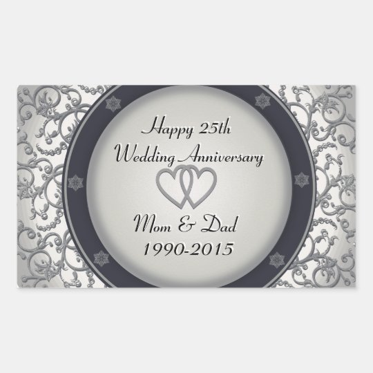 25th Silver Wedding Anniversary Rectangular Sticker Zazzle Co Uk