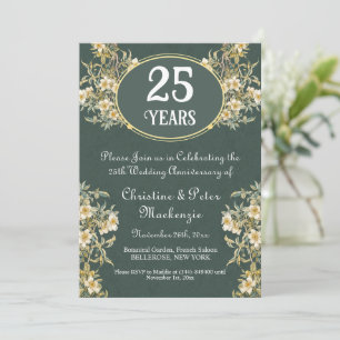 25th Silver Wedding Anniversary Rich Floral Invitation
