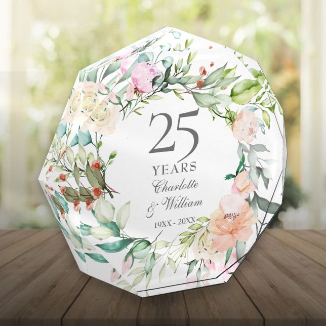 25th Silver Wedding Anniversary Roses Garland  Photo Block (25th Silver Wedding Anniversary Roses Garland Photo Block)