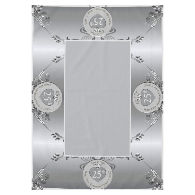 25th Silver Wedding Anniversary Tablecloth (Front)