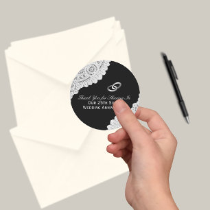 25th Silver Wedding Anniversary Thank You Classic Round Sticker