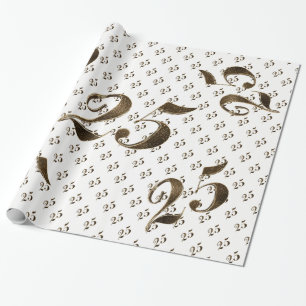 25th Silver Wedding Anniversary Typography Elegant Wrapping Paper