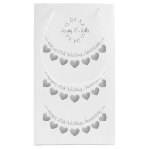25th Silver Wedding Anniversary white Small Gift Bag