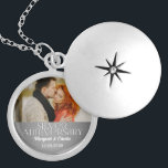 25th Silver Wedding Annivsersary Custom Photo Silver Plated Necklace<br><div class="desc">Upload a photo of the anniversary couple or a photo of their wedding day and personalise with the couple's names and anniversary in this 25th Silver Wedding Anniversary necklace. A lovely gift for the sterling wife from her husband or her kids. Available in a variety of styles.</div>