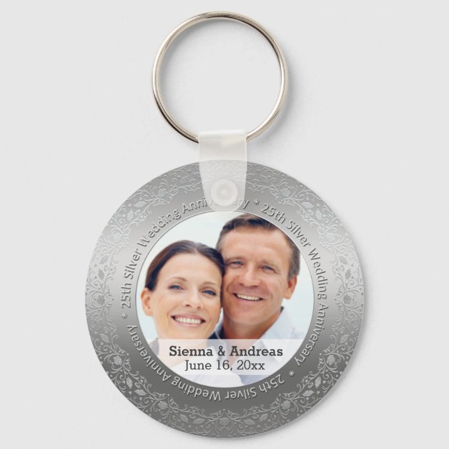 25th silver wedding with a photo key ring (Front)