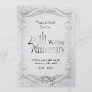 25th Stylish Silver Anniversary Save The Date