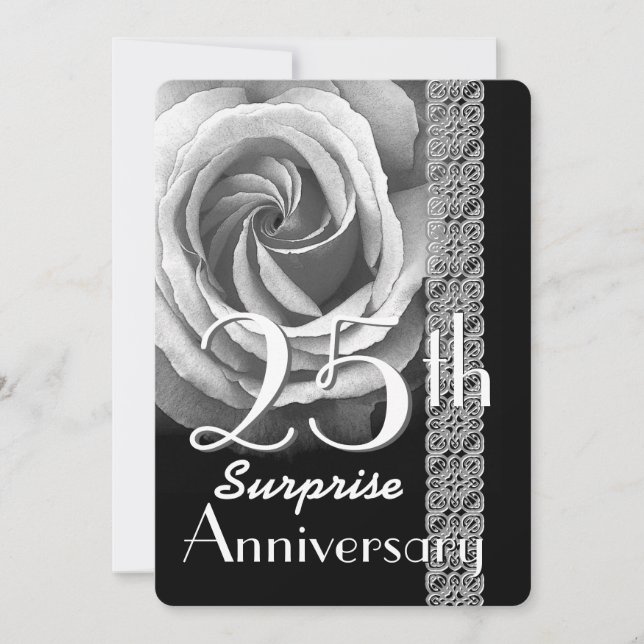 25th SURPRISE Anniversary Invitation Rose V01B (Front)