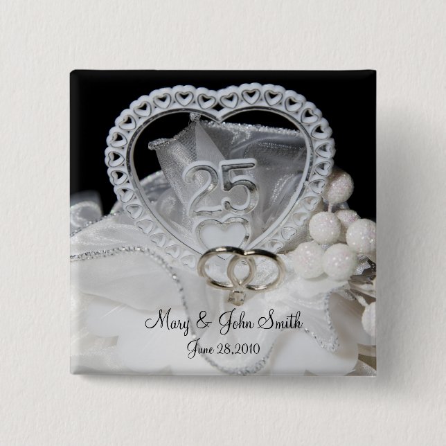 25th Wedding Anniversary 15 Cm Square Badge (Front)