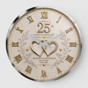 25th wedding anniversary 25 years anniversary large clock