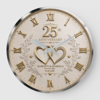 25th wedding anniversary 25 years anniversary large clock