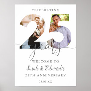 25th Wedding Anniversary 2 Photo Welcome Sign