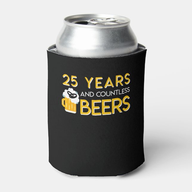 25th Wedding Anniversary Beer Countless Can Cooler (Can Front)