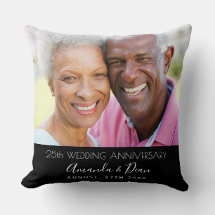 25th wedding anniversary black photo modern cushion
