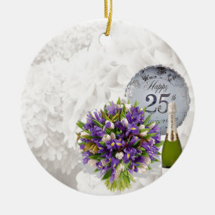 25th Wedding Anniversary Ceramic Tree Decoration