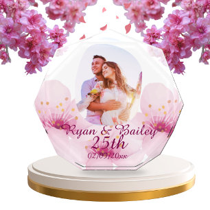 25th Wedding Anniversary Cherry Blossom Design Photo Block