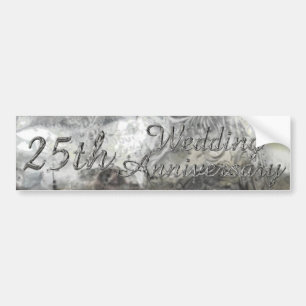 25th Wedding Anniversary Chic Silver Typography Bumper Sticker
