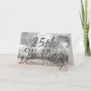25th Wedding Anniversary Chic Silver Typography Card