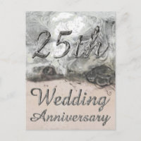 25th Wedding Anniversary Chic Silver Typography