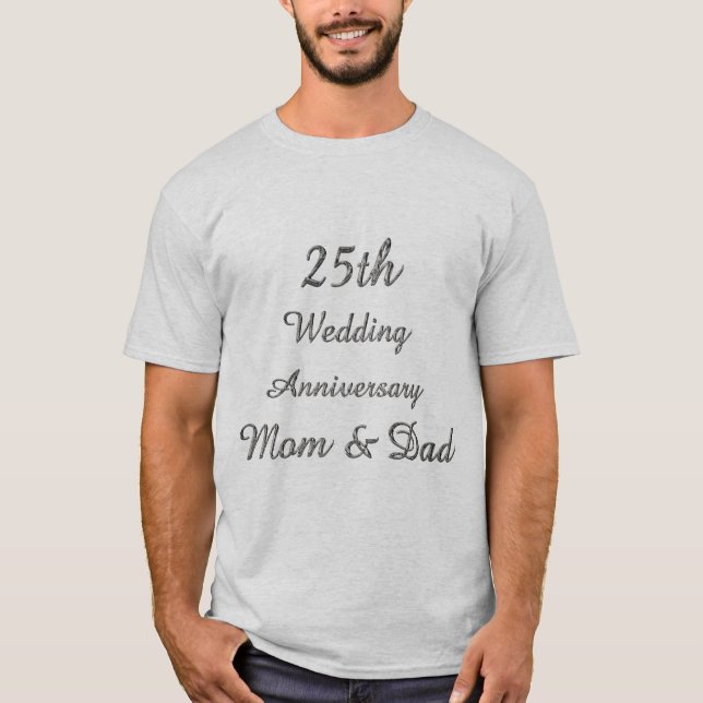25th Wedding Anniversary Chic Silver Typography T-Shirt (Front)