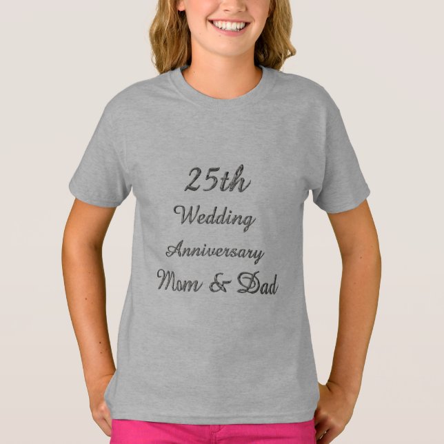 25th Wedding Anniversary Chic Silver Typography T-Shirt (Front)