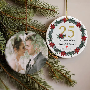 25th Wedding Anniversary Christmas Gifts  Ornament