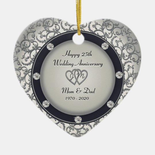 25th Wedding Anniversary Christmas Ornament | Zazzle.co.uk