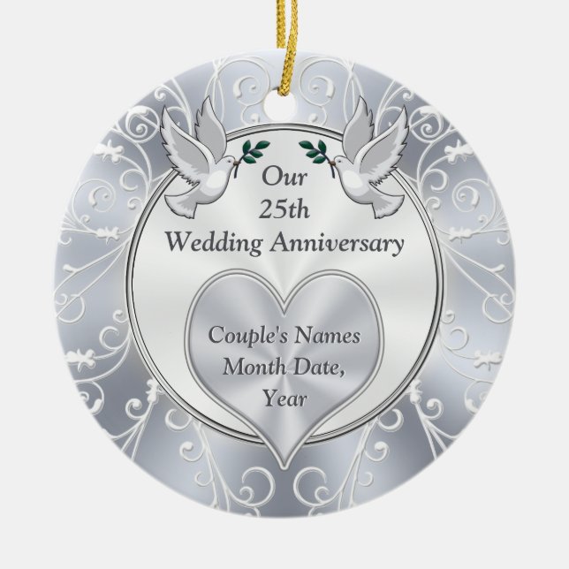 25th Wedding Anniversary Christmas Ornament (Front)