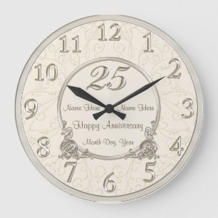 25th Wedding Anniversary Clocks COUPLES NAMES DATE