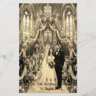 25th Wedding Anniversary Couple Photo  Stationery