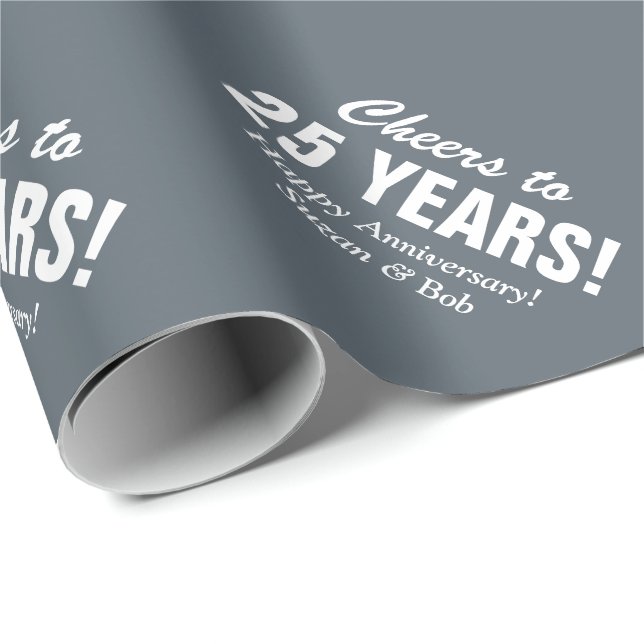 25th Wedding Anniversary couples gift wrap paper (Roll Corner)