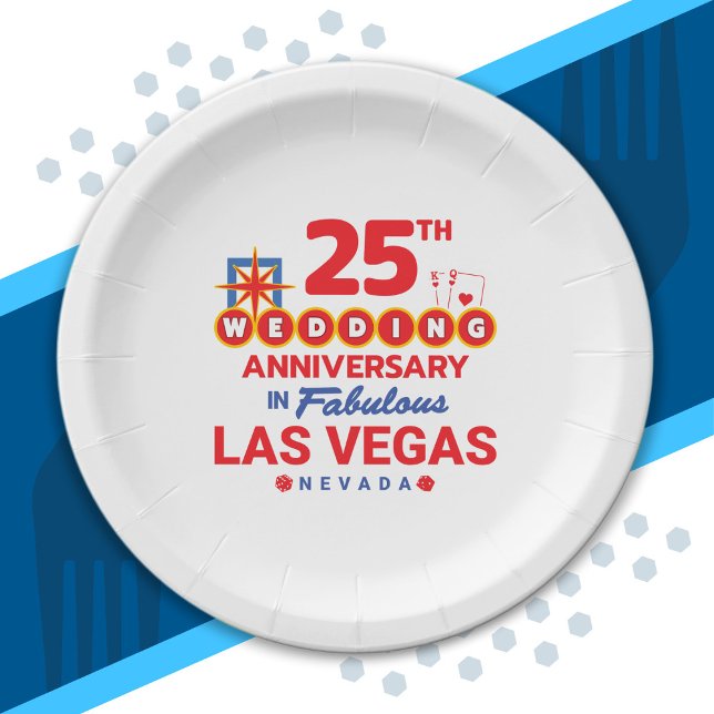 25th Wedding Anniversary Couples Las Vegas Trip Paper Plate (Creator Uploaded)