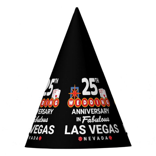 25th Wedding Anniversary Couples Las Vegas Trip Party Hat (Front)