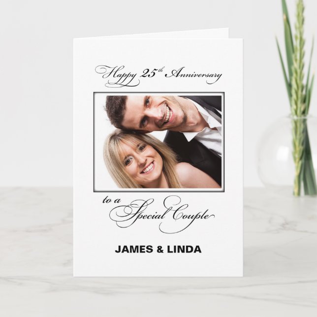 25th Wedding Anniversary Custom Name & Photo Card (Front)